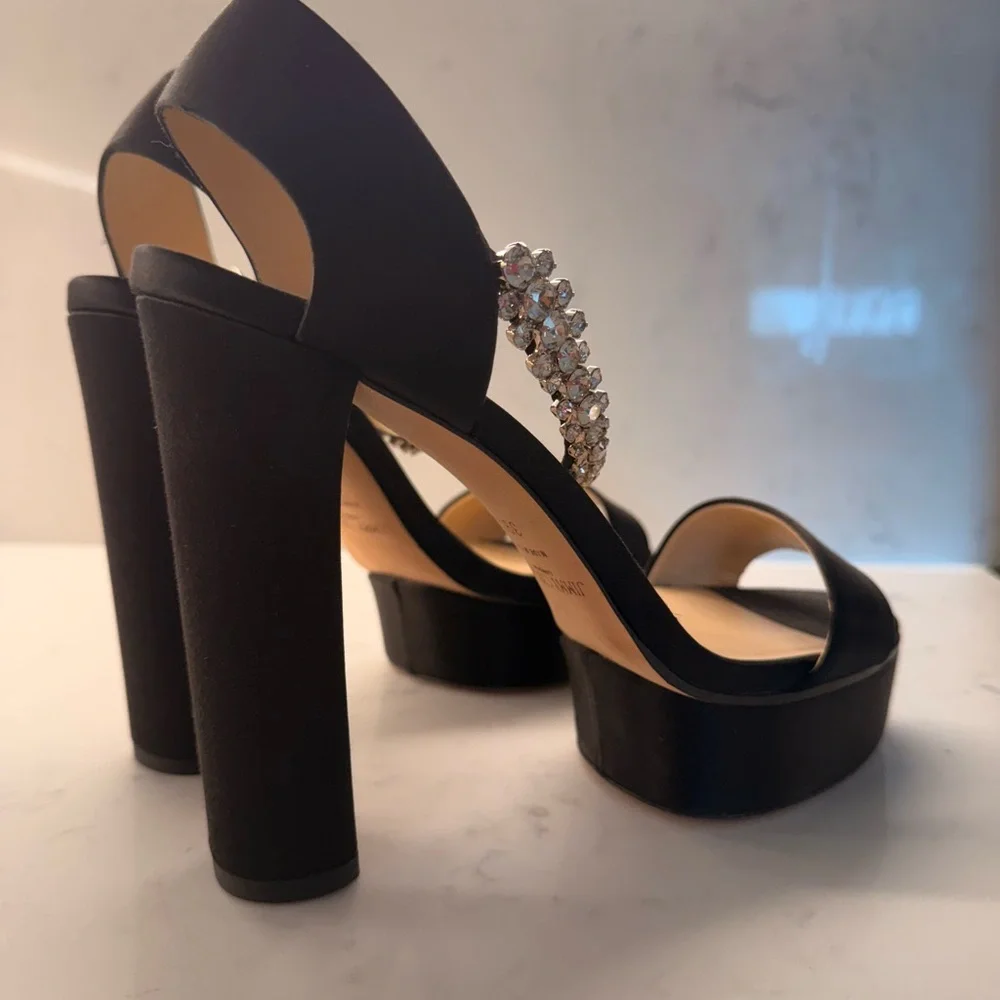 Jimmy Choo Santina 125 Black Satin platform sandals - Picture 2 of 9